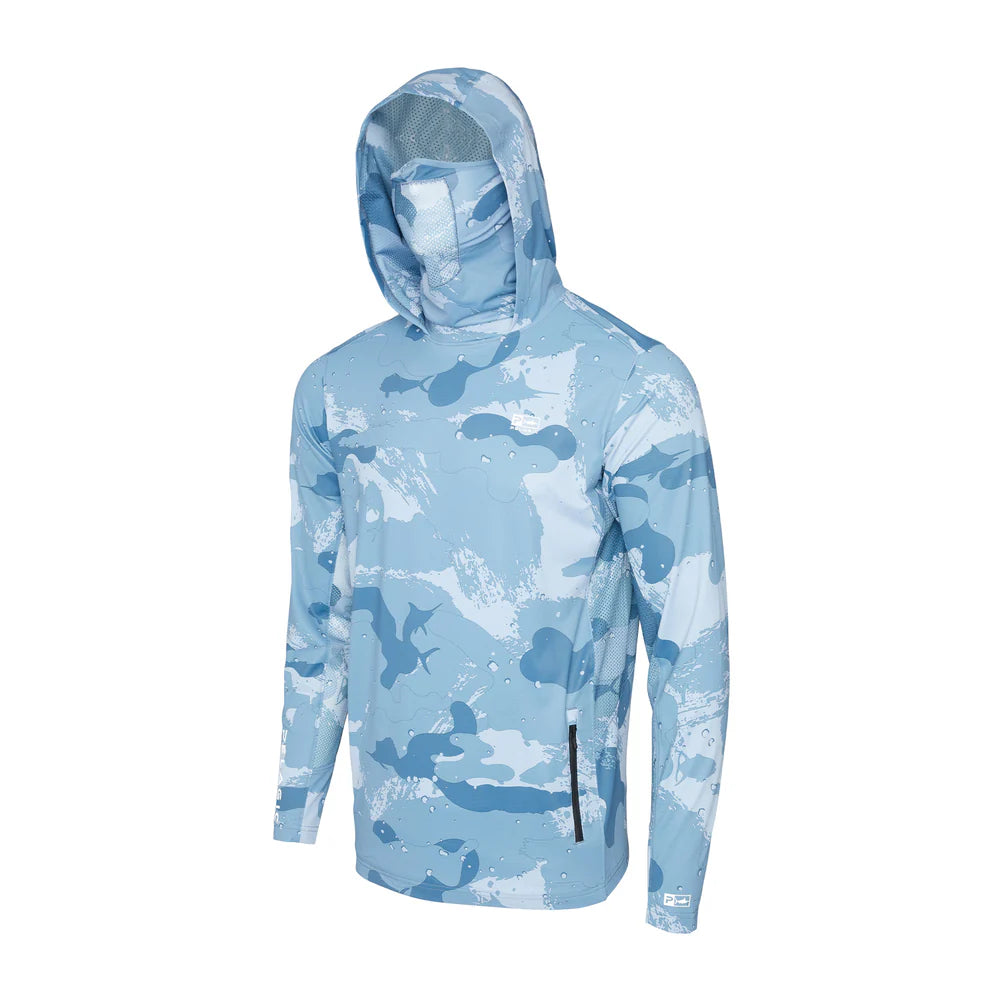 Pelagic Men's long Sleeve Hooded Fishing Shirt UPF50+ Exo-Tech Brush Camo