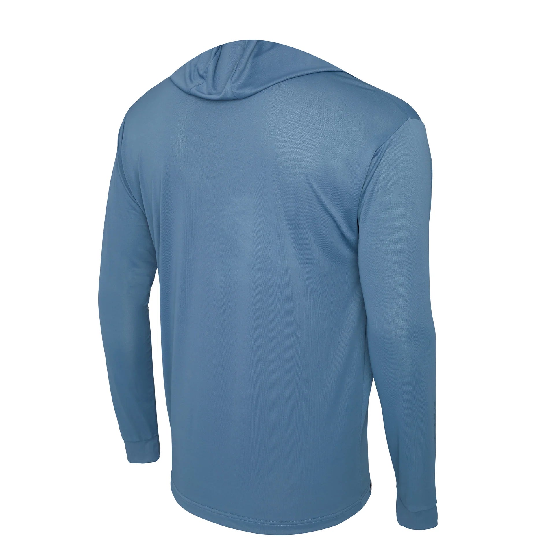 Plain blue long-sleeve hooded fishing shirt