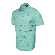 Tropical Aqua Men's Dockside Stretch Woven Trollin Shirt Button Up | PELAGIC AUSTRALIA