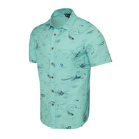 Tropical Aqua Men's Dockside Stretch Woven Trollin Shirt Button Up | PELAGIC AUSTRALIA