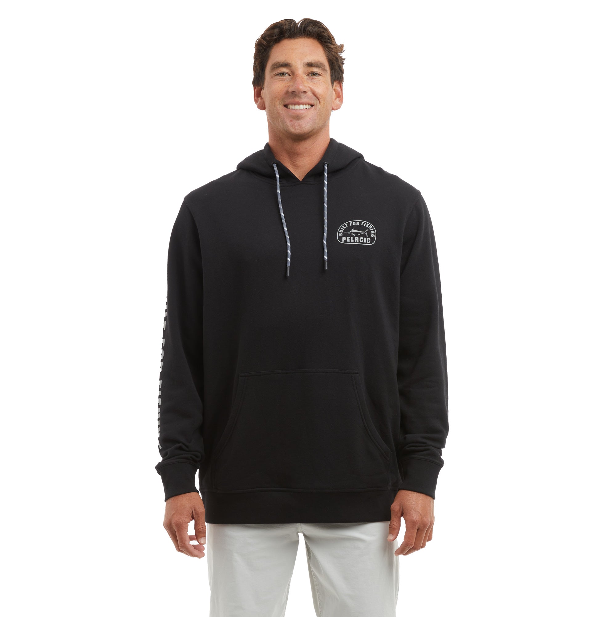 Pullover Fleece Hoodie Marlin Stamp