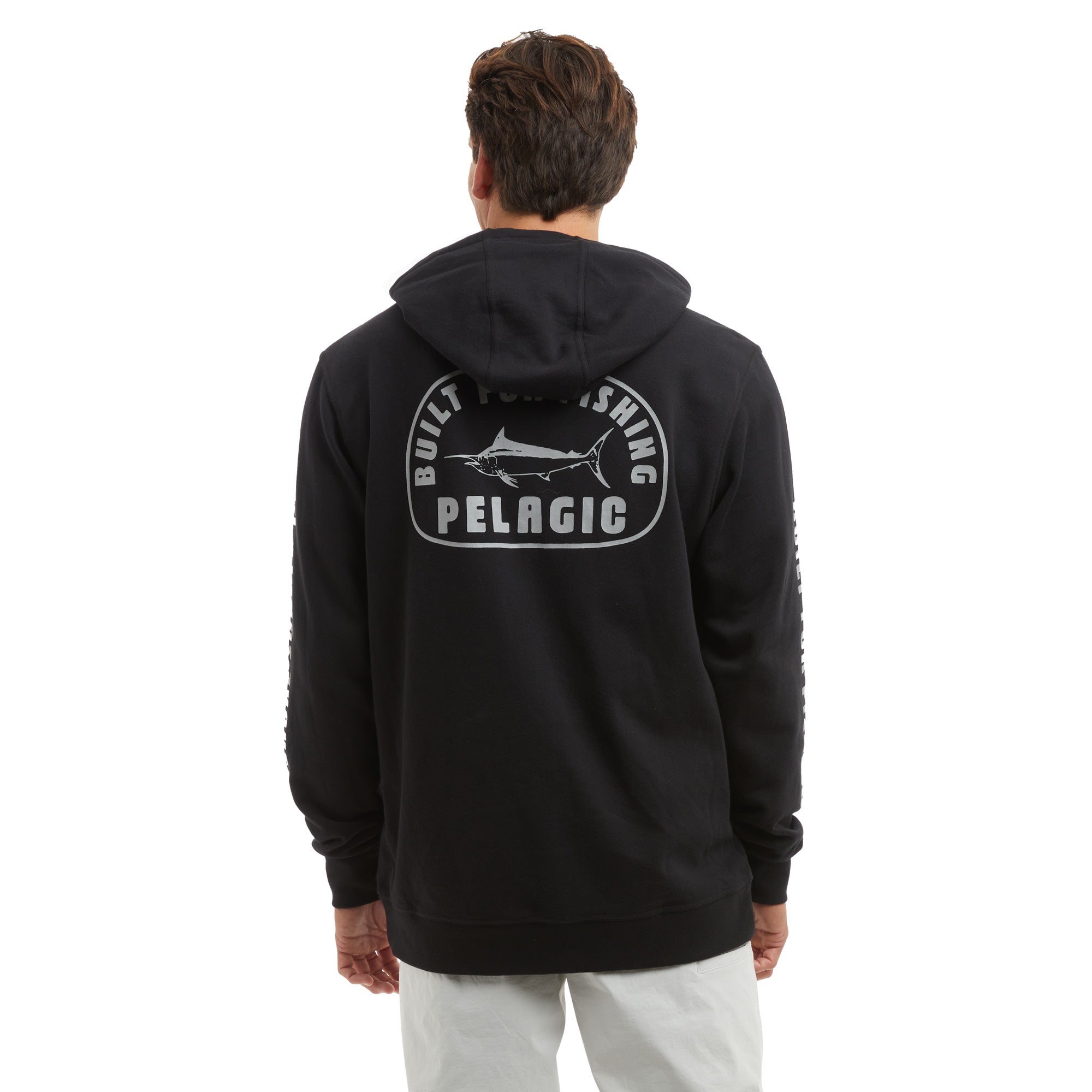 Pullover Fleece Hoodie Marlin Stamp