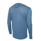 Plain blue long-sleeve hooded fishing shirt 