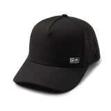 Modern Black cap with a Pelagic brand logo on a white background