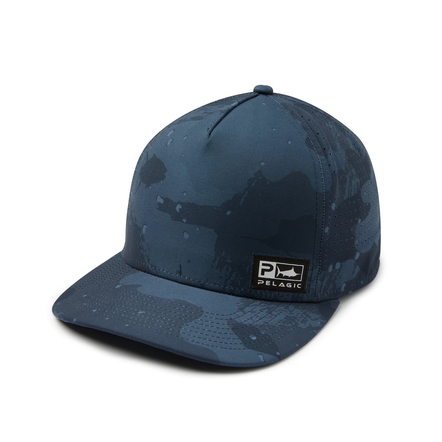 Blue / Dark navy camouflage cap with Pelagic brand logo