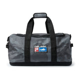 Camo Grey 50L duffel bag with black straps and Pelagic logo 