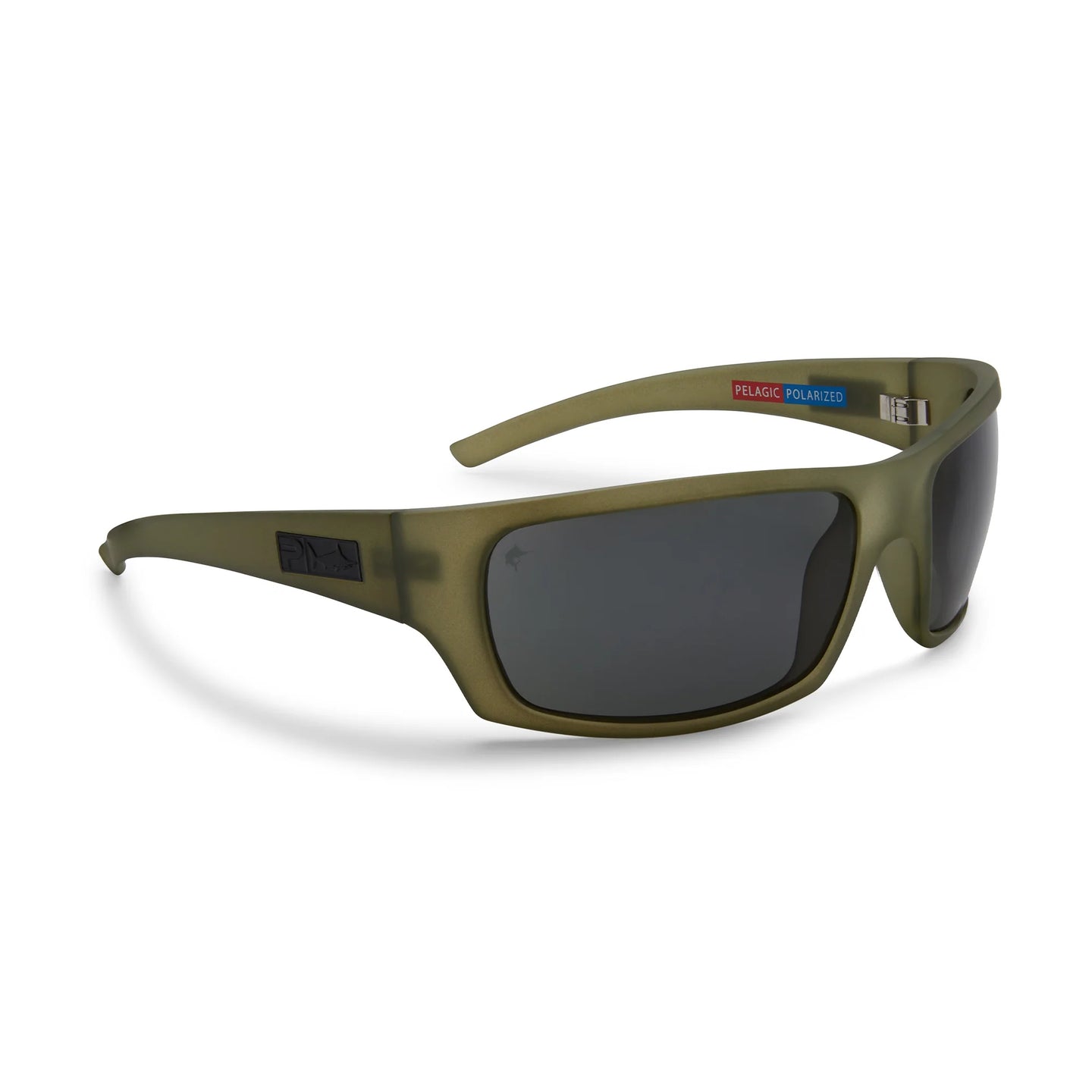 Green sunglasses with dark lenses for fishing, polarised 